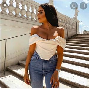 House of CB 'Silva' Ivory Draped Shoulder Corset